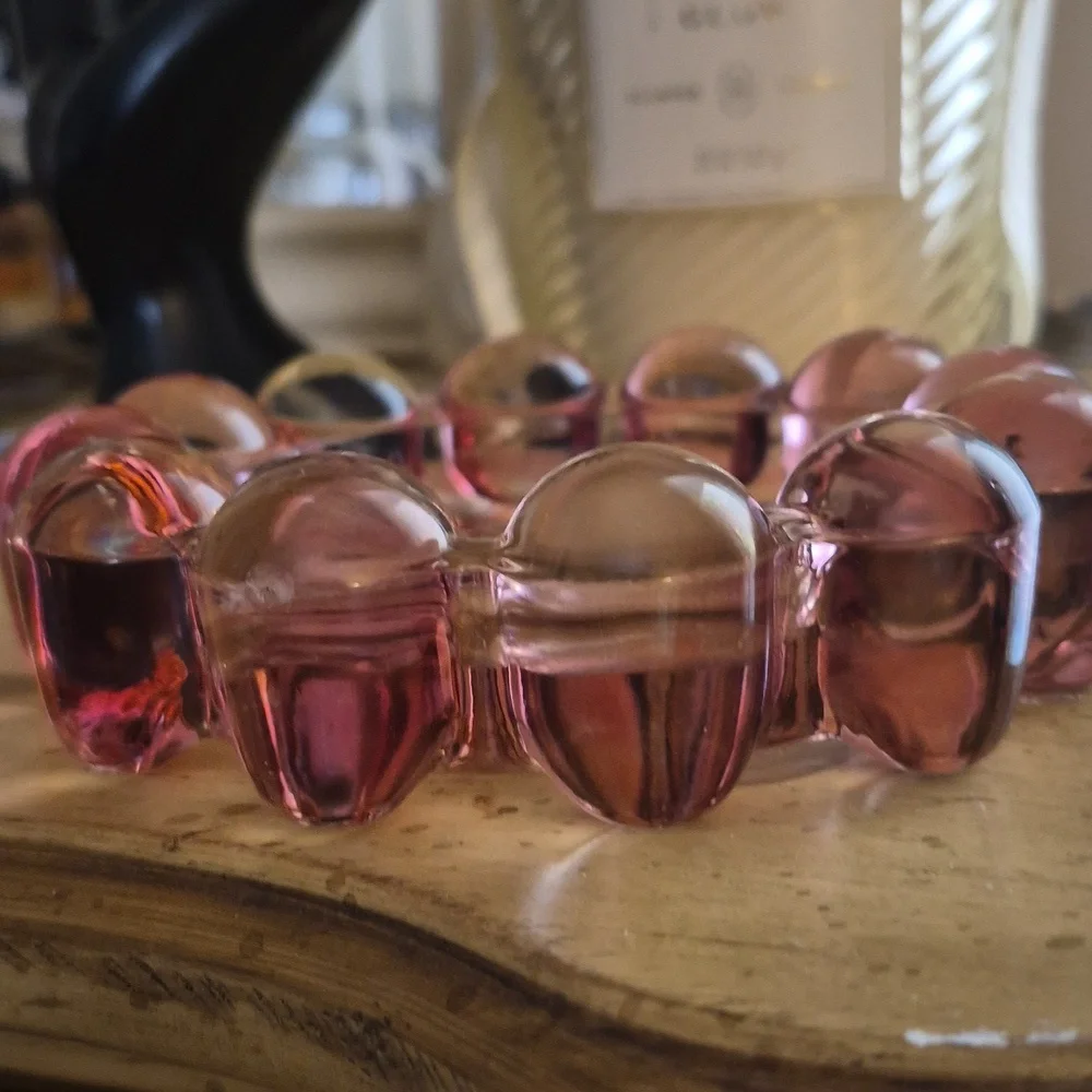 Vintage Anchor Hocking Pink boopie/bubble Solid glass Ashtray 1950's